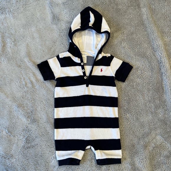 Ralph Lauren Polo Hooded Terry Cloth Romper 24 months